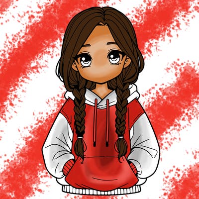 a realistic girl with a oversized hoodie and she has braids