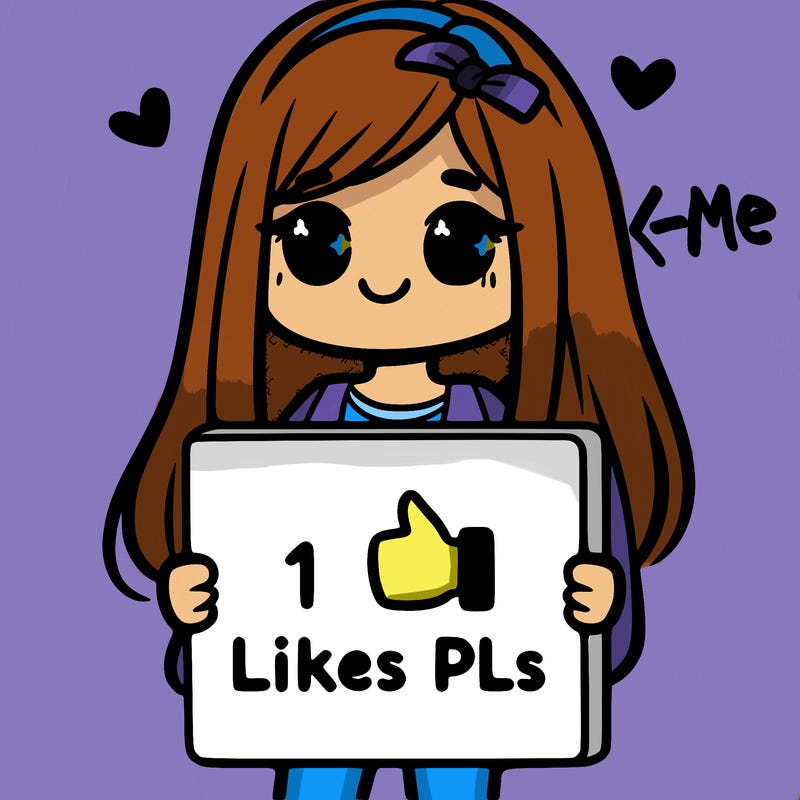 girl holding a sign saying 10 likes pls