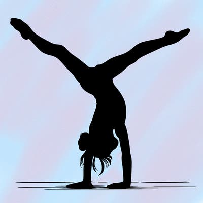 realistic gymnastic hand stand girl in four splits