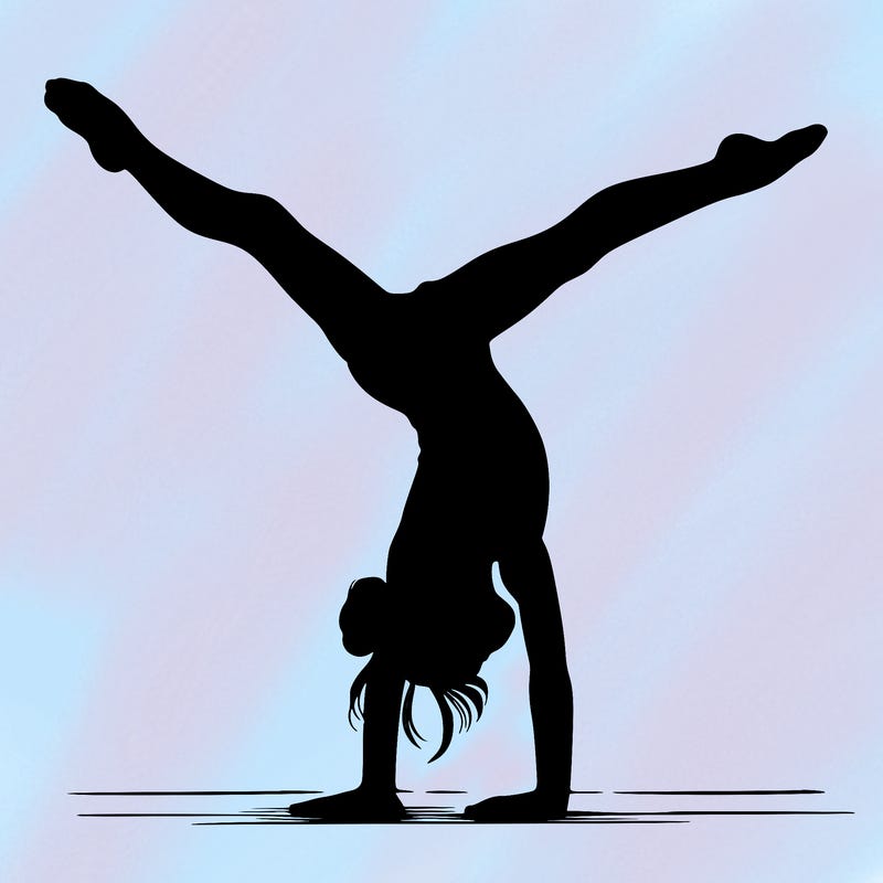 realistic gymnastic hand stand girl in four splits