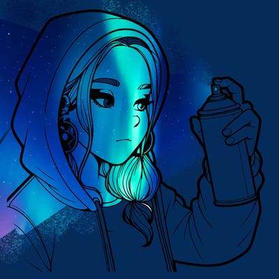 a realistic girl, spray painting