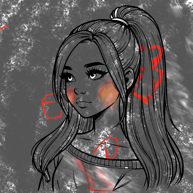 realistic girl with a high ponytail