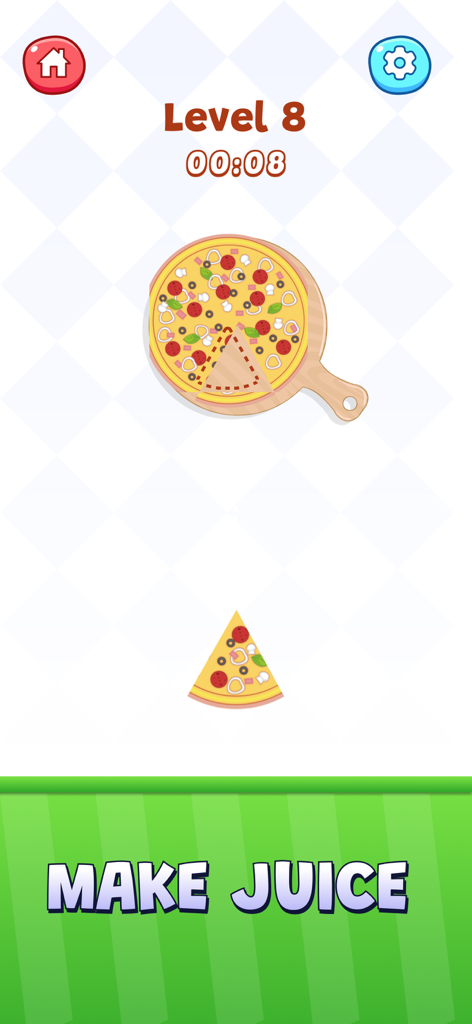 Pizza slice placement puzzle in Tap Tap Challenge mobile game level 8