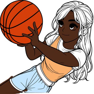 realistic girl playing basketball