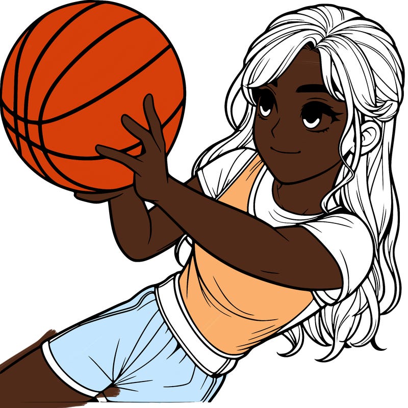 realistic girl playing basketball