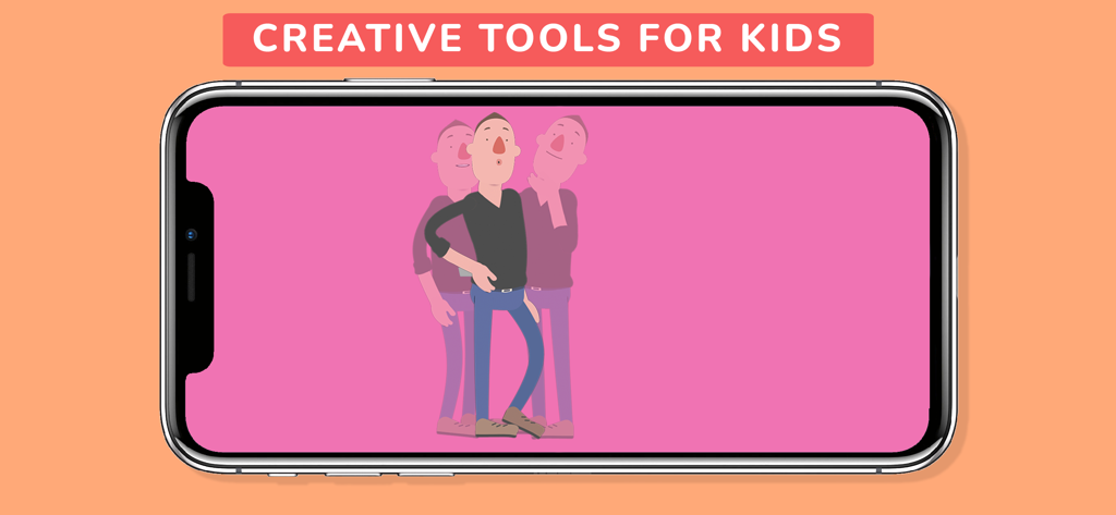 Animation Maker Kids - Animation Maker Kids app interface showing the onion skinning tool with a character on a pink background