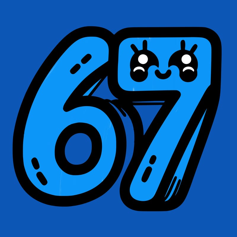 the numbers 67