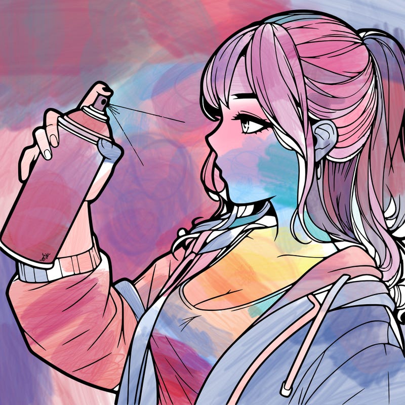 a realistic girl spray, painting