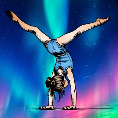 realistic gymnastic hand stand girl in four splits