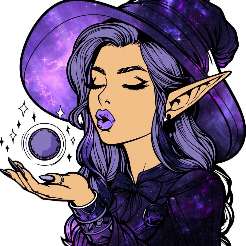 realistic elf casting a spell with lips