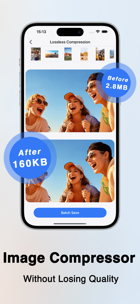 Vergleich von Bildkomprimierung auf dem iPhone von 2,8 MB auf 160 KB, Vorher und Nachher