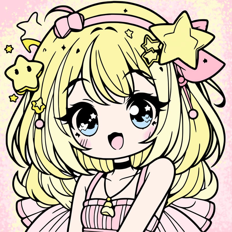 cute anime girl with star accessories