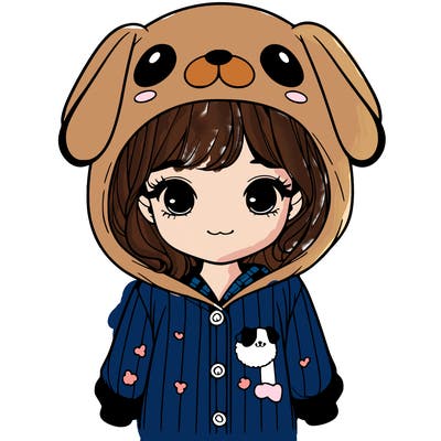 realistic girl in dog pjs