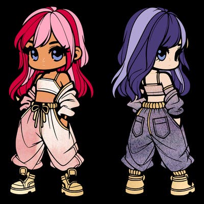 girl in crop top and baggy pants