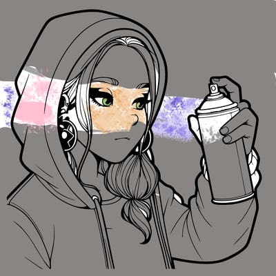 a realistic girl, spray painting