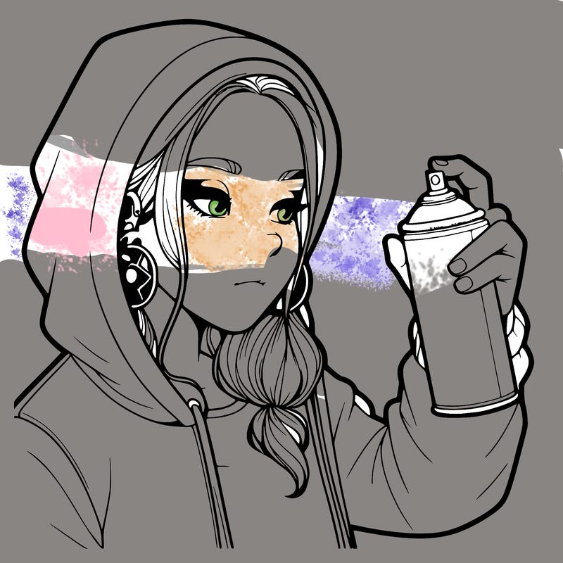 a realistic girl, spray painting