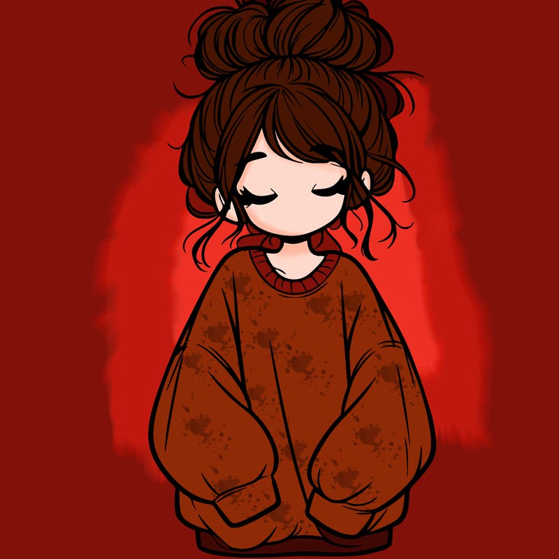 girl with baggy sweatshirt and messy bun