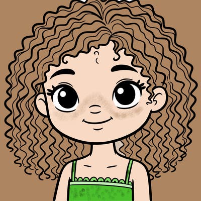 young girl with. curly hair