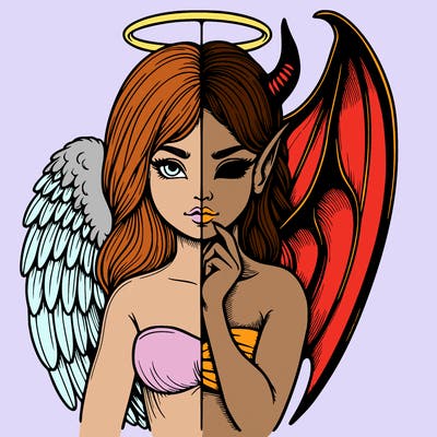 realistic angel half demon