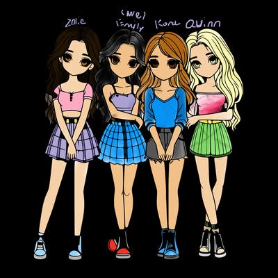 a group of girls realistic