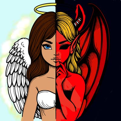 realistic angel half demon