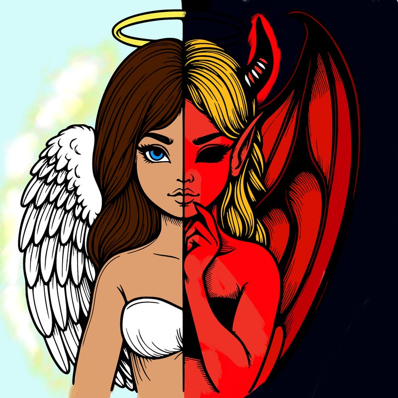 realistic angel half demon