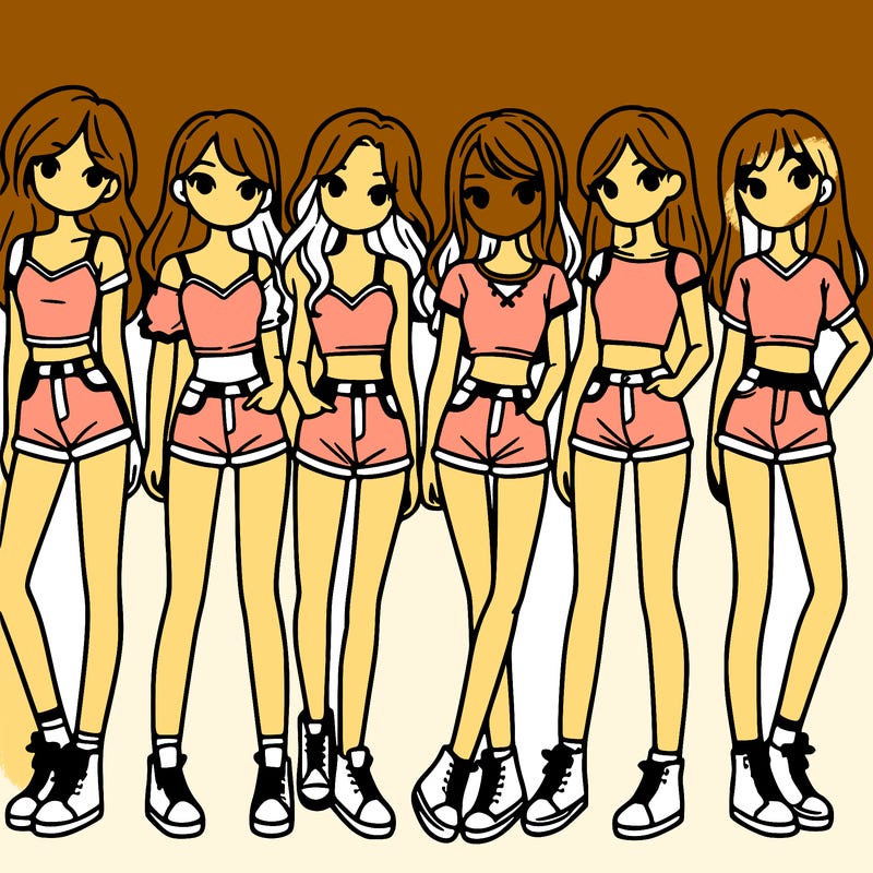 a group of girls wearing crop tops and shorts