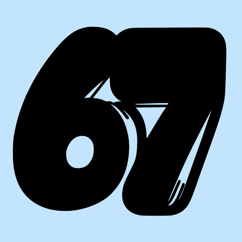 the numbers 67