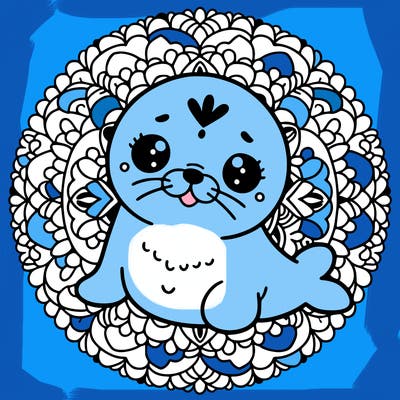 a cute baby seal mandala