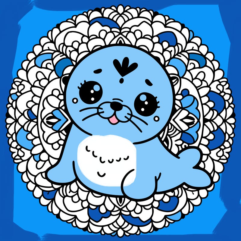 a cute baby seal mandala