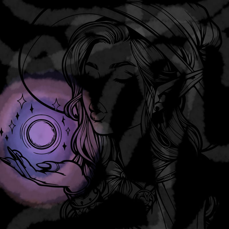 realistic elf casting a spell with lips