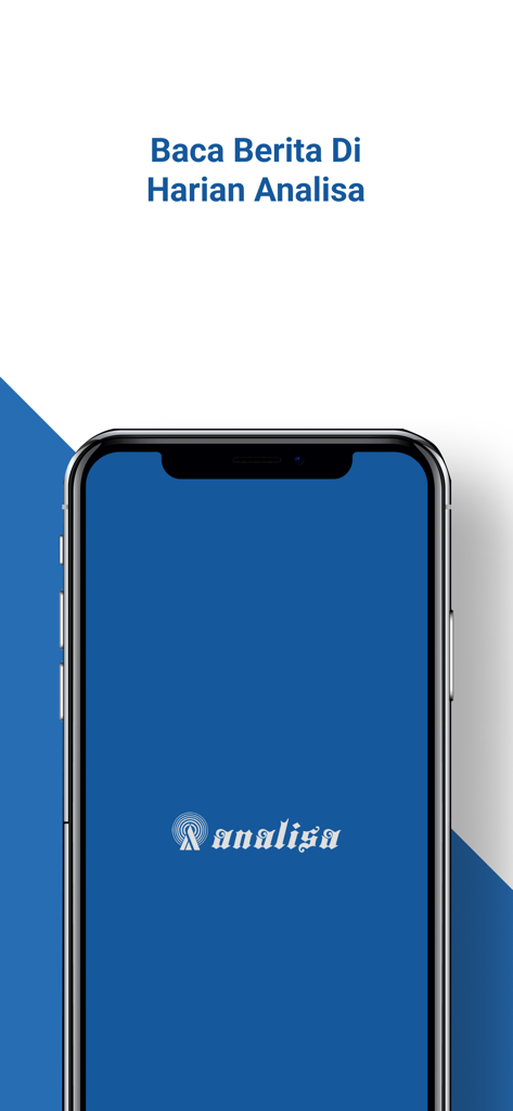 Splash screen of the Harian Analisa Indonesian news app featuring the logo and a call to action to read news.