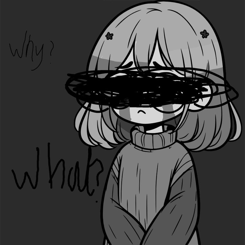 sad girl with glasses in a sweater