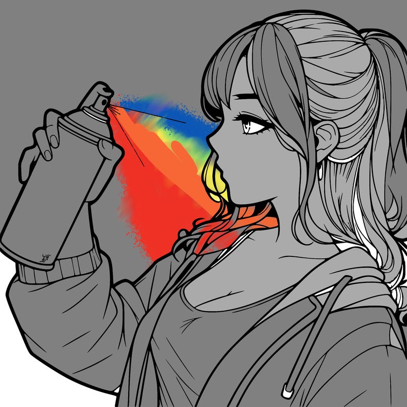 a realistic girl spray, painting