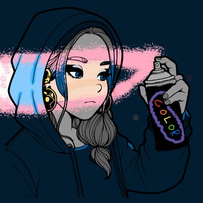 a realistic girl, spray painting