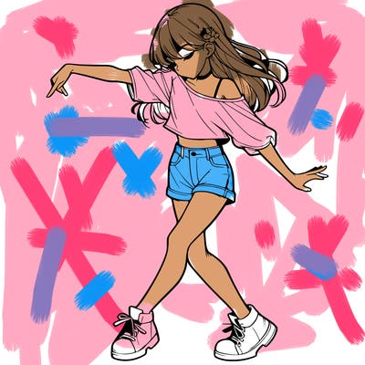 realistic girl danceing