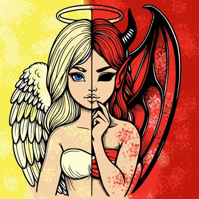 realistic angel half demon