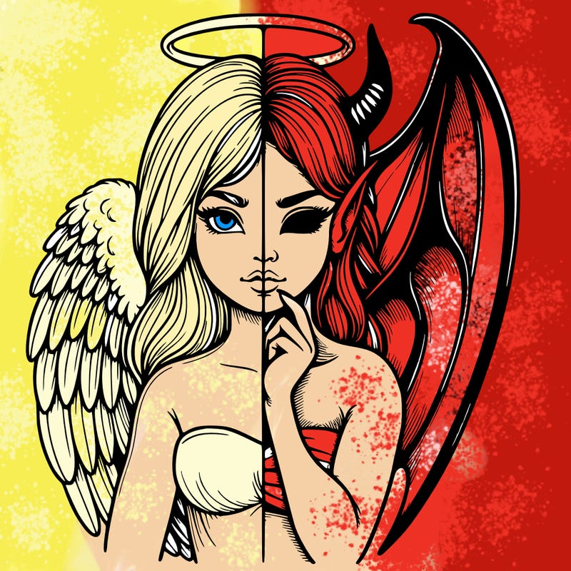 realistic angel half demon