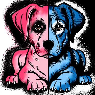 realistic dog split picture