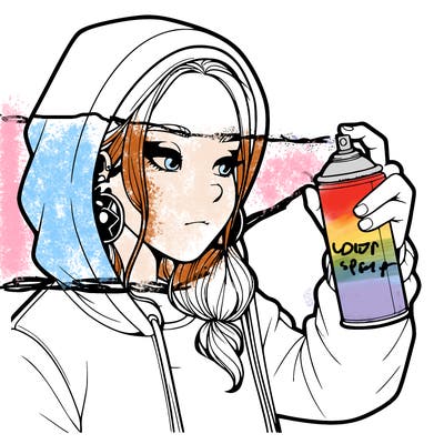 a realistic girl, spray painting