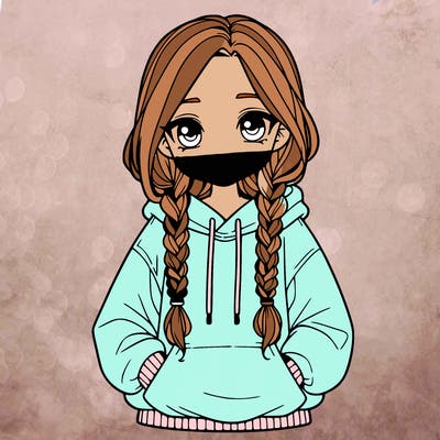 a realistic girl with a oversized hoodie and she has braids