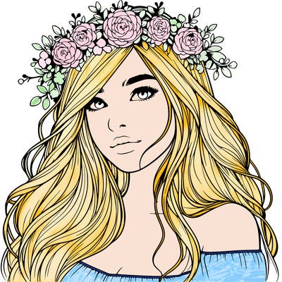 realistic girl with flower crown