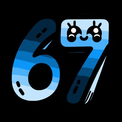 the numbers 67