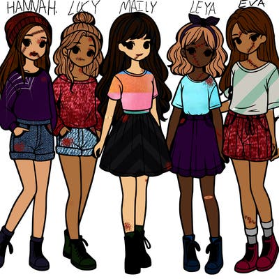 a group of five girls