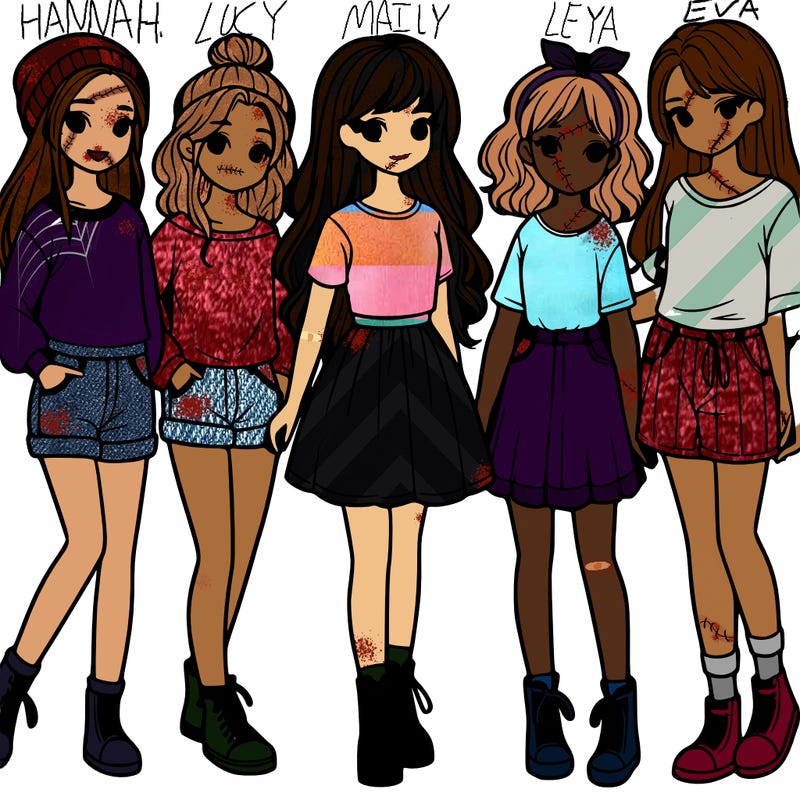 a group of five girls