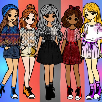 a group of five girls