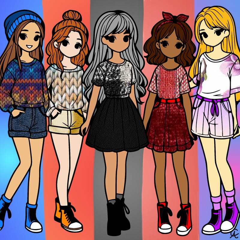 a group of five girls