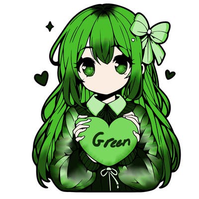 anime girl holding a heart balloon