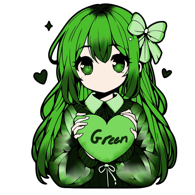 anime girl holding a heart balloon