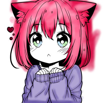 shy anime catgirl